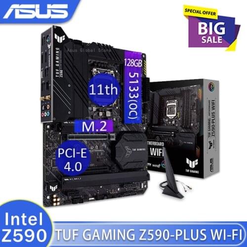 LGA 1200 Asus TUF GAMING Z590-PLUS WIFI Motherboard Support 10th 11th-Gen Core/Pentium/Celeron PCI-E 4.0 Desktop Z590 Placa-Mãe