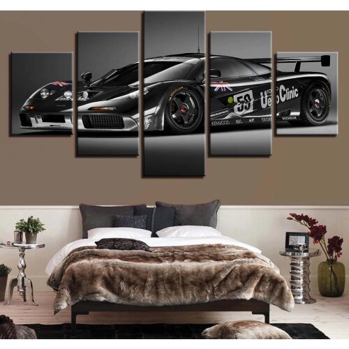 Black and White Formula Car Poster 5pcs Modern Home Wall Decor Canvas Picture Art HD Print Painting On Canvas for Living Room