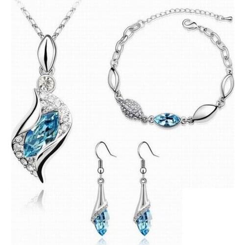 Fashion Crystal Jewelry Sets Water Drop Earrings Pendants Necklaces Dangle Earring Plated for Women