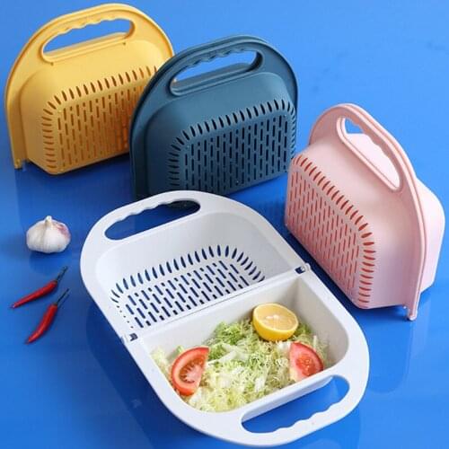 Kitchen Foldable Sink Strainer Drain Vegetable Fruit Drainer Basket Space Saving Washing Shelf Strain Rack Kitchen Organizer