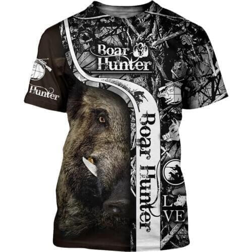 Summer Men t-shirt Hunting Duck/Boar and Tattoo Wolf 3D Printed T-Shirt Harajuku Casual short Sleeve Tee shirts Unisex 05