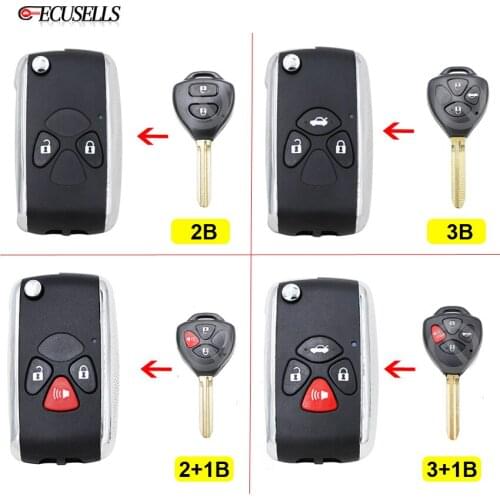 2/3/4 Button Modified Flip Remote Car Key Shell Case TOY43 Blade for Toyota Camry Corolla Rav4 Avensis Celica Prado Echo Tarago