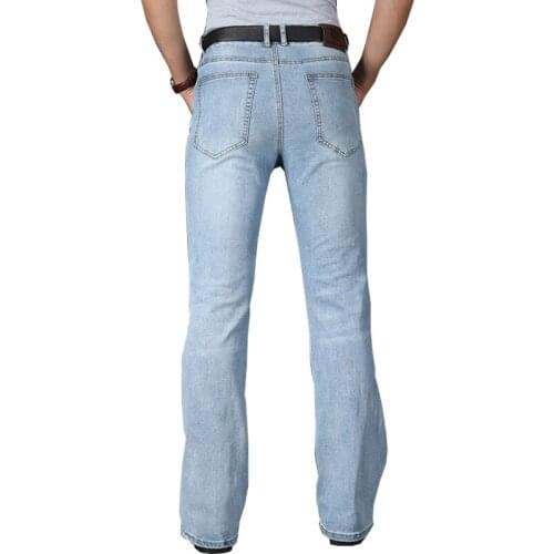 Mens Big Flared Jeans Boot Cut Leg High Waist Denim Jeans Slim-Fit Flared Pants Size 28-38 40