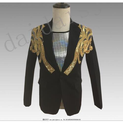 Host Embroidered Men Suit Jacket Nightclub Dj Men Singer Performance Clothing Mens Slim Suit Dress Tide Korean Version