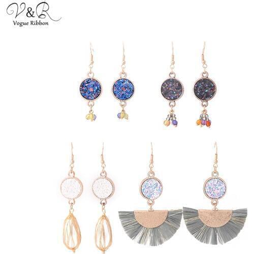 DIY Handmade Jewelry Hook Earring Set, with Pearl Wrapped in Wire/ Raffia Tassel/ Sequin Penadant, Imitation Gold Plated,DIY-081