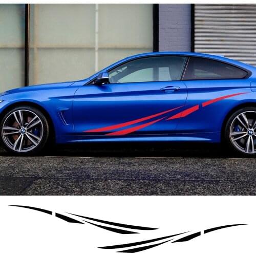 2pcs Funny Car Stickers Auto Both Side Stripe Body Decals Vinyl Film Wrap Car Racing Automobiles Stickers Car 190CM