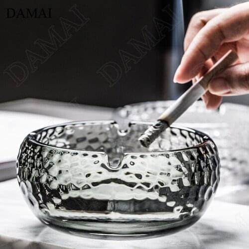 Nordic Hammer Crystal Glass Ashtray Creativity Office Desktop Small Ash Tray Living Room Coffee Table Cigar Ashtray Home Decor