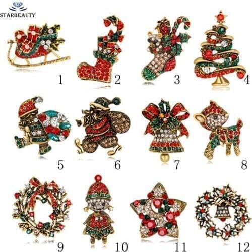 2017 New Cute Rhinestone Christmas Element Brooch Wedding Bouquet Fashion Jewelry Brand CC Brooch Pins For Women Christmas Gift