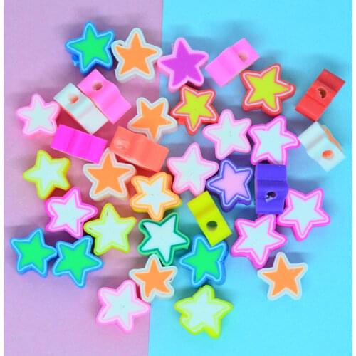 Polymer Clay Star Embellishments DIY Scrapbooking Supplies Handcrafts Jewelry Making Beads 9mm Mixed With Hole