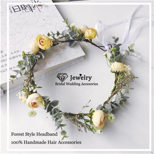 CC Flower Hairband Headbands Garland Engagement Wedding Hair Accessories for Bride Girl 100% Handmade Headwear Jewelry 4001