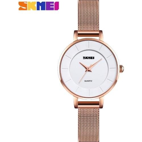 SKMEI Fashion Watches Women Stainless Steel Band Quartz Female Wrist Watch Casual Waterproof Ladies Girl Clock reloj mujer Q021