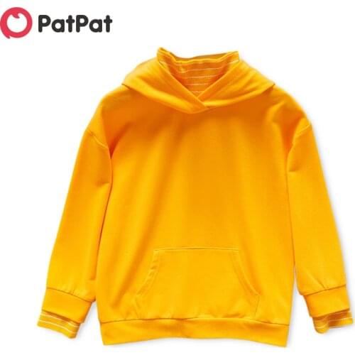 PatPat Trendy Kid Boy Solid/Striped Turtleneck Faux-two Hoodie Sweatshirt with Pocket