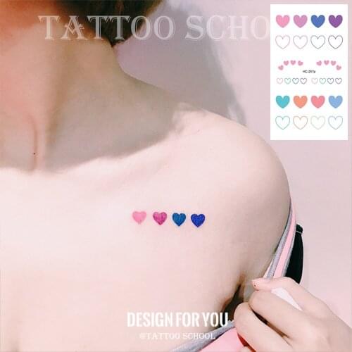 Rocooart Ins Waterproof Temporary Tattoo Sticker Colorful Heart-shaped Line Simplicity Clavicle Hand Fake Tatto for Women Girl