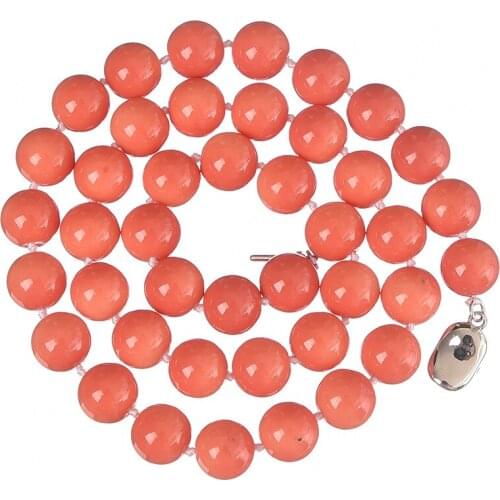 High grade coral necklace 8,10,12,14mm pink orange artificial coral round beads charms weidding party charms necklace 18inch B14