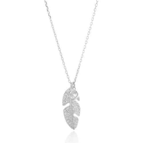 PRC8 Sterling Silver Necklace Leaf Necklace Sterling Silver Jewelry Necklace Women