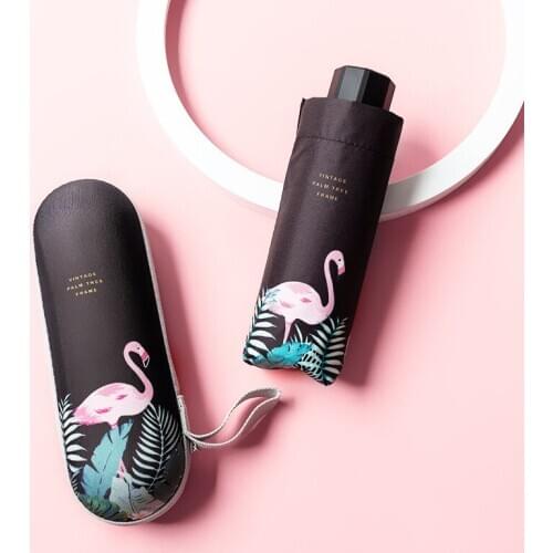 Mini Capsule Umbrella woman Flamingo pattern Pocket Anti-UV Umbrella Windproof 5Folding Umbrellas Compact Rain Children paraguas