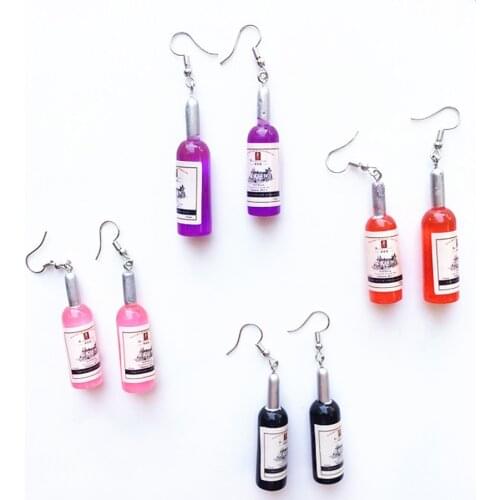 Yamily 1pair/Fashion Women Dangle Earrings Resin Simulation Wine Bottle Drop Earrings Personality DIY Pendants For Jewelry Gifts