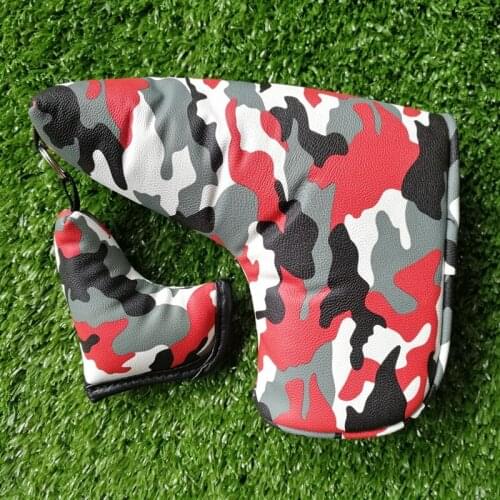 1pc Red Camouflage Puter Cover Golf Club Blade Putter Head Cover with Magnetic Closure