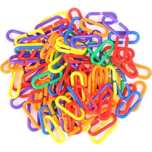 100PCS/lot Plastic Parrot Toys C-clips Hooks Chain C-links Sugar Glider Rat Parrot Bird Toy Parts Parakeet Bird Accessories