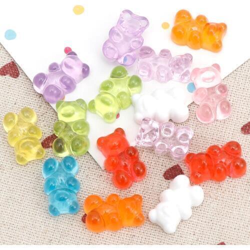 20Pcs / Bag Mixed Color Resin Cute Bear Mascot DIY Mobile Phone Shell Hair Clip Scrapbook Decoration Bear Small Ornaments