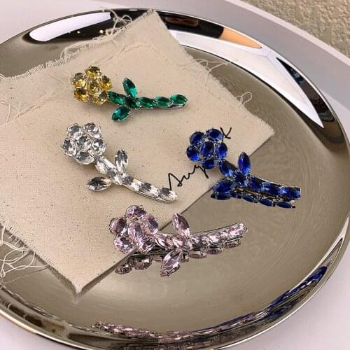 2021 sweet Multicolor Rhinestone Flower Hair Clip Shining Duckbill Clip Bangs Broken Hair Clip Hair Accessories for Women