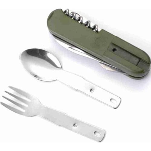 3 In 1 Outdoor Steel Folded Fork Spoon Knife Portable Multi Tool Picnic Camping Dinnerware Combination Tableware 2021