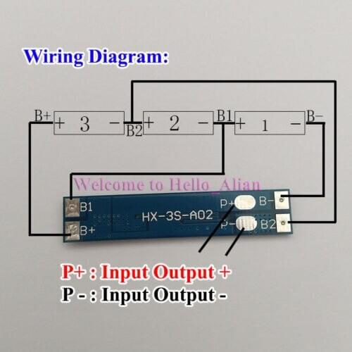 3A-4A BMS PCB Protection Board for 3S 11.1V 12V 18650 Li-ion Lithium Battery Cells