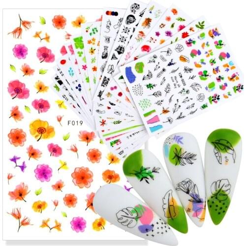 3D nail sticker Butterfly flower pattern letters Stickers for manicure DIY Stickers for nails