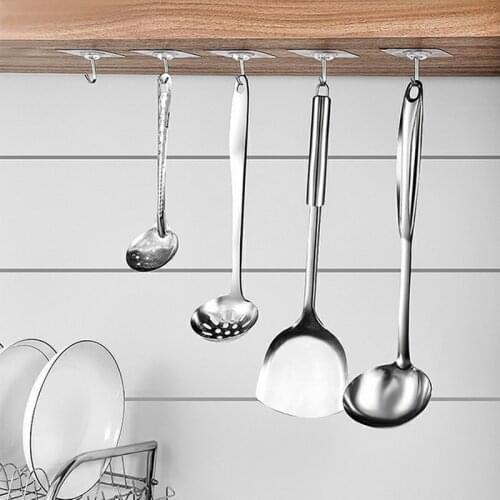 5/10Pcs Kitchen Oilproof Strong Hanger Hooks Spatula Sundries Towel Hooks On The Wall Self Adhesive Door Hooks Rack Bath Accesso