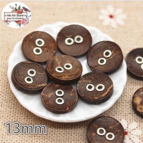 50pcs Coconut round buttons natural buttons crafts and scrapbooking sewing accessories botone 13mm