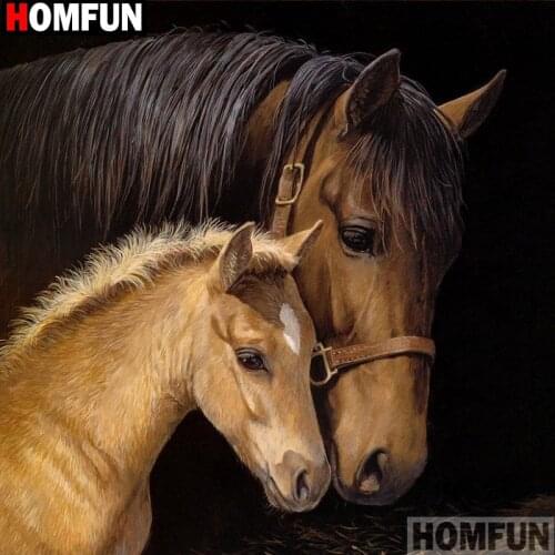 HOMFUN Full Square/Round Drill 5D DIY Diamond Painting "Animal horse" 3D Embroidery Cross Stitch 5D Decor Gift A14335