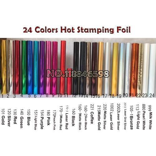 Free Shipping Cost Fee 24Colors for Choose 3cm/Roll Hot Foil Stamping Heat Transfer Anodized Gilded Paper