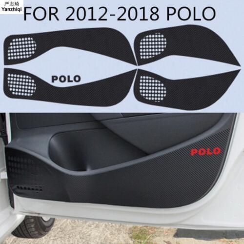Free shipping 4pcs/lot carbon fiber Door anti-kick protection decoration for 2011-2017 Volkswagen VW POLO