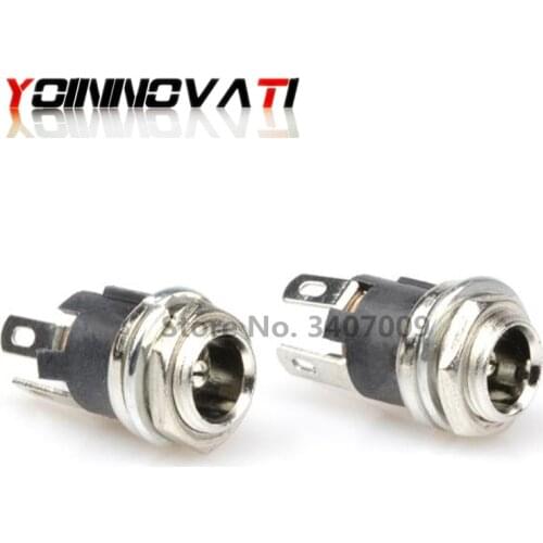 50PCS/Lot DC-025M DC025M Power DC Socket/Jack connector With Nut DC5.5*2.1 5.5*2.1MM