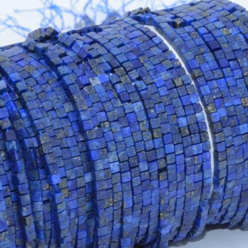 Natural Lapis Lazuli Cube Beads 2.5mm