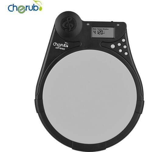 Cherub Mute Drum Tutor Portable Digital Drum Practice Pad with 9 Preset Drum Styles 4 Training Modes Metronome Function LCD
