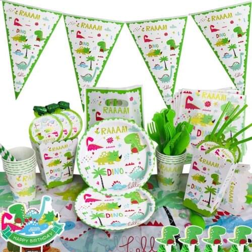 Dinosaurus Disposable Tableware Balloon Jungle Dinosaur Theme Birthday Party Decoration Kids Baby Shower 1st Birthday Supplies