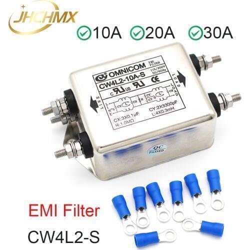 JHCHMX High Quality Power EMI Filter Single Phase Double-section CW4L2-10A20A/30A-S 220V 50/60HZ For Co2 Laser Cutting Machines