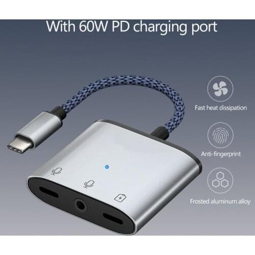 3 in 1 USB C to 3.5mm cable type c to audio 3.5 with charging adapter headphone jack converter for Samsung xiaomi huawei google