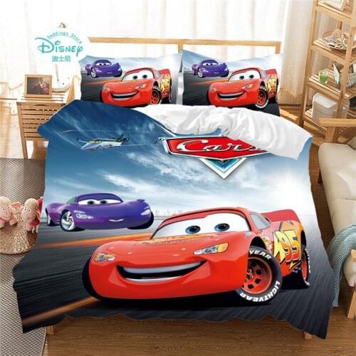 New Red Lightning McQueen Cars Bedding Set Single Queen King Size Boys Duvet Cover Child Bedroom Decor