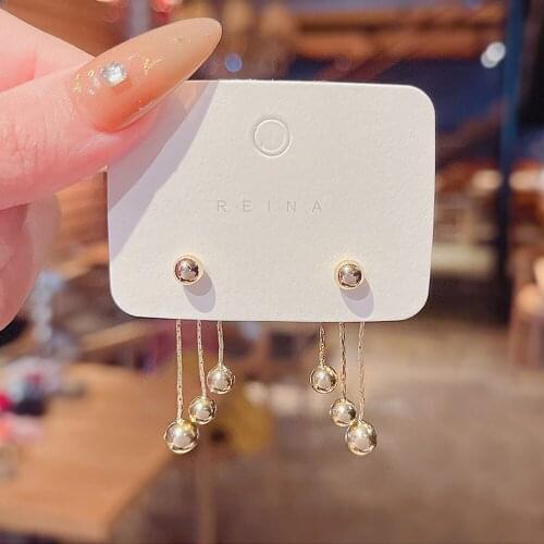 Korean version of the new temperament adzuki beanie pendant tassel earrings female earrings