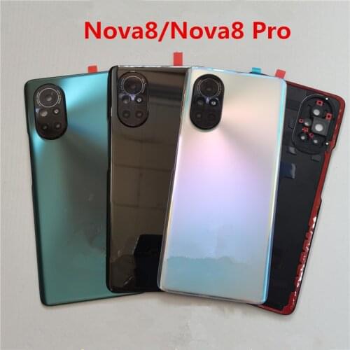 Nova8 Housing For Huawei Nova 8 6.57" Battery Cover Repair Replace Back Door Phone Rear Case + Logo Camera Lens