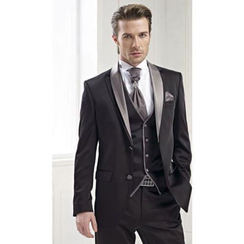 Men slim fit suits 2018 New Black Gentlemen Tuxedos Best Man Suits New Fashion Bridegroom Wedding Suits