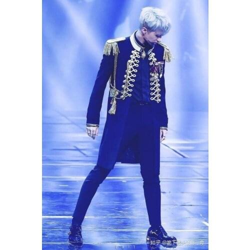 Male singer dancer stage performance costume nightclub bar male guest magician host costume harajuku mens bomber jacket
