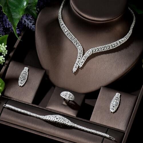 HIBRIDE Micro Pave Cubic Zirconia Luxury Dubai Jewelry Sets for Women Weeding Party Bridal Costume Jewellery Bijoux N-1412