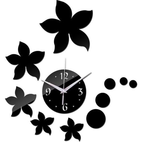 Flower shaped mosaic mirror clock wall paste background wall crystal mirror wall paste study wall clock