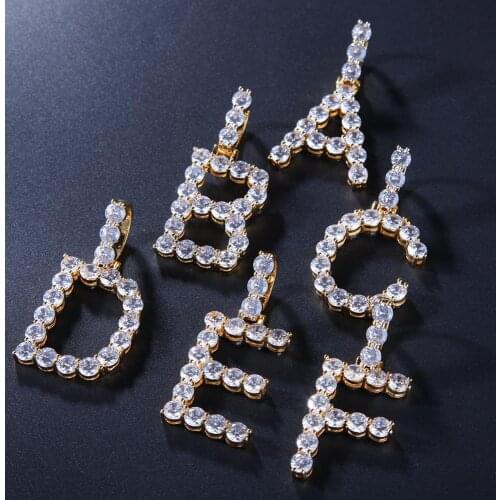 2020 New 5mm CZ Custom Tennis Initial Letter Pendant Necklace Iced Out Cubic Zirconia Mens Women Hip Hop Jewelry