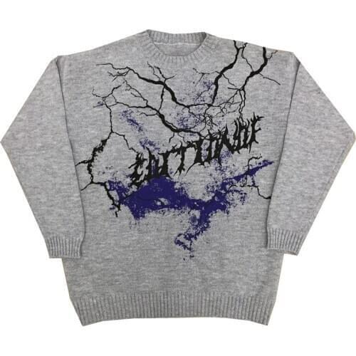New Autumn Sweater Women College Style Sweater Loose Round Neck Sweater Fashion Man Sweater Cartoon Lightning Pattern Sweater