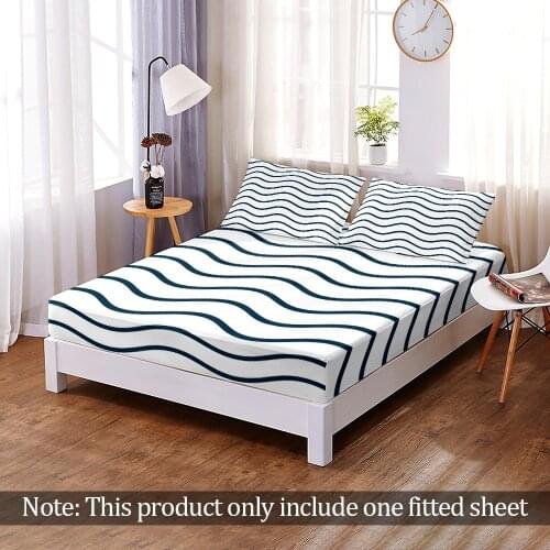 Custom Fashion 3D Print Modern Ripple Fitted Sheet Elastic Band Bed Sheet Bedroom Flats Home Decor Queen King Adult