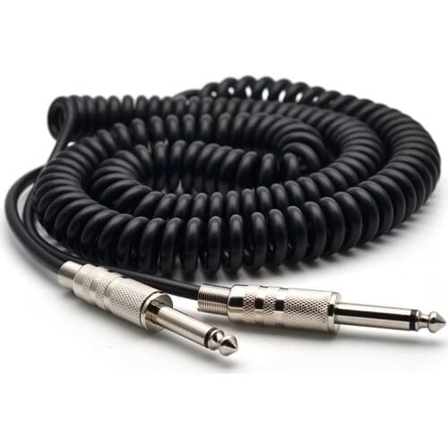 Guitar Spring Cable 6.5mm to 6.5mm Male to Male Spring Audio Cable 5M